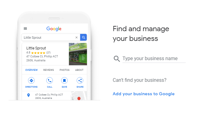 A screen shot of a Google My Business listing.
